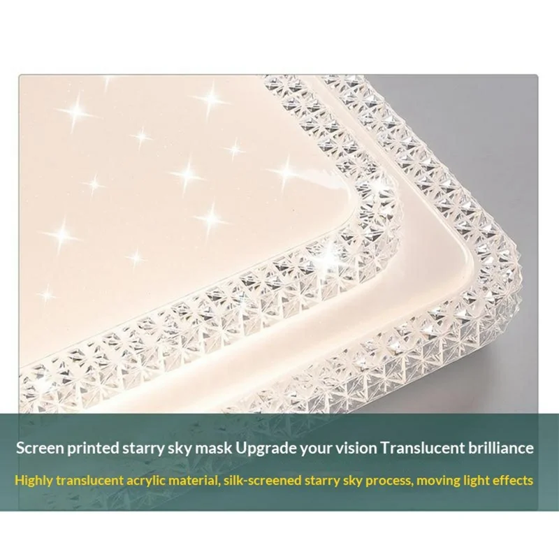 Lampadario LED Cristallo 60 x 60 cm 72 W, Luce Quadrata a Doppio Strato con Tre Temperature di Colore per Soggiorno e Camera da Letto - Bianco