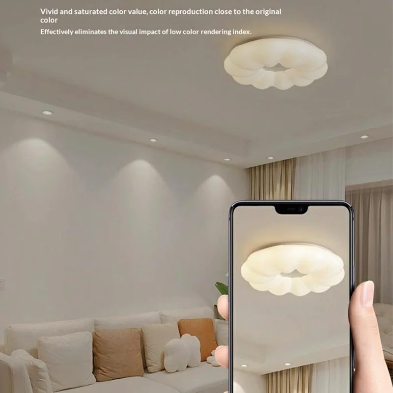 Lampada a Soffitto LED Rotonda 40 cm con 3 Temperature di Colore, 48 W, Stile Moderno Minimalista a Zucca, per Camera da Letto