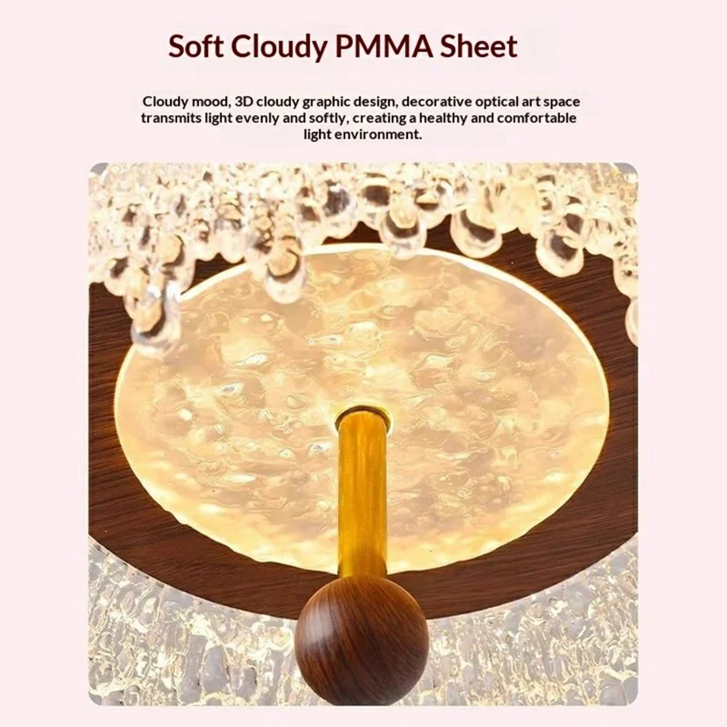 Lampada a Sospensione a Goccia Stile Francese Retro per Sala da Pranzo, Lampadario LED con Dimmer a 3 Colori - Colore Noce