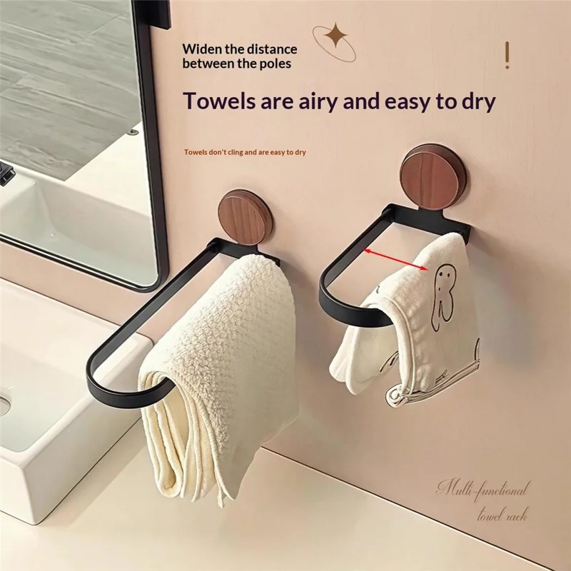 32 cm Toallero de Baño Pared Montaje Adhesivo Toallero Plegable con Estante de Acero Inoxidable - Negro