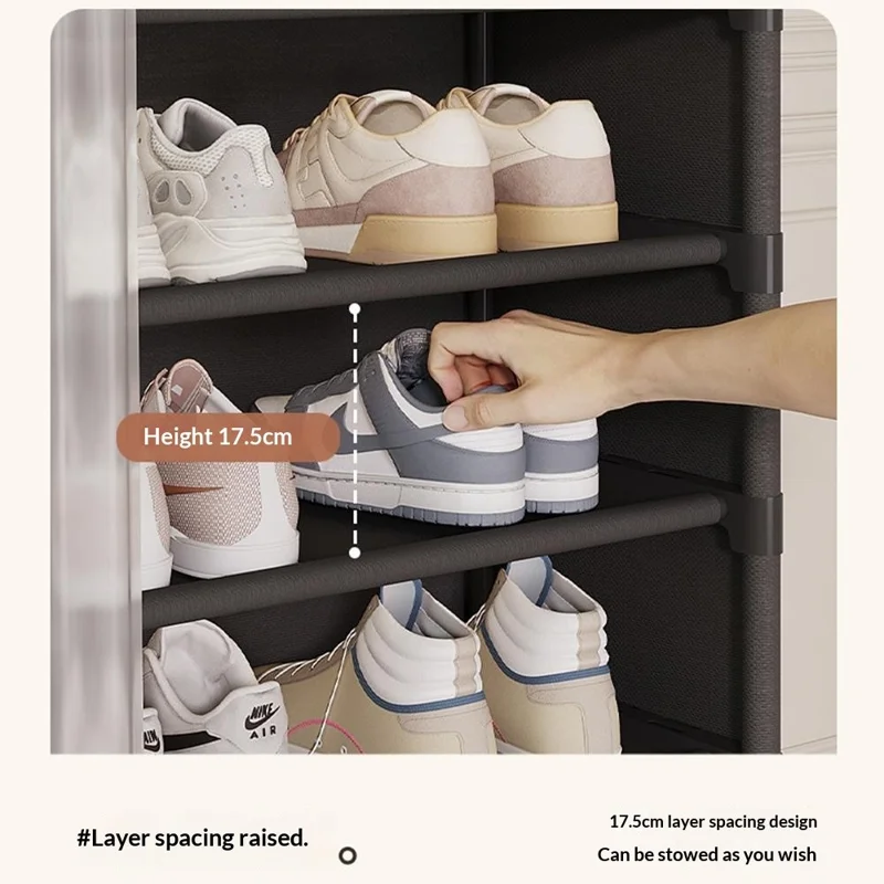 64 см, 4-уровневая обувница, многоярусная полка для хранения обуви, домашний органайзер с дверцей-шторкой - черный