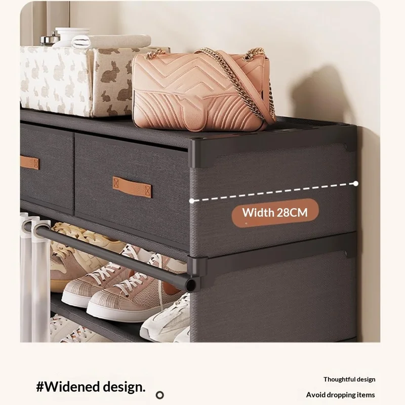 64 см, 5-уровневая обувница, многоярусная полка для хранения обуви, органайзер для дома с дверцей-шторкой - черный
