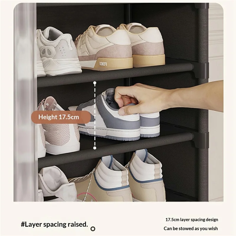 7-уровневая обувница длиной 64 см с пылезащитной шторкой, многоярусный шкаф для хранения — черный