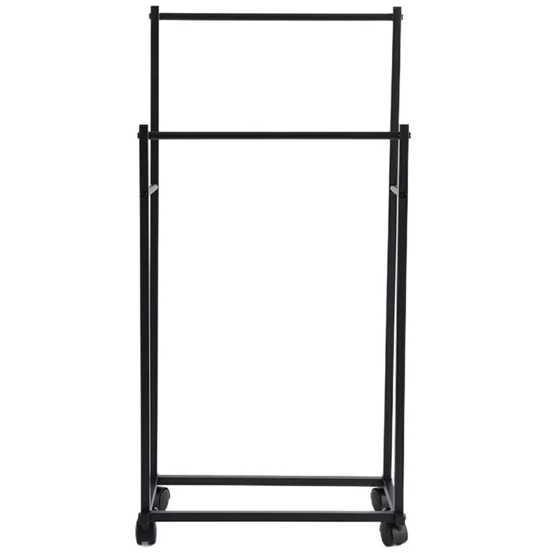 Напольная передвижная сушилка для одежды с колесиками, органайзер для одежды, двухъярусная вешалка, хранение - черный