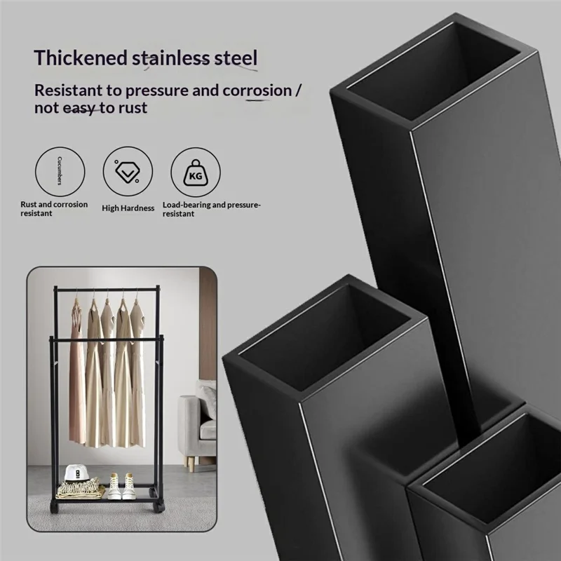 Напольная передвижная сушилка для одежды с колесиками, органайзер для одежды, двухъярусная вешалка, хранение - черный