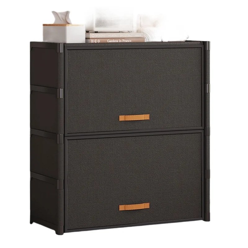 5-уровневая стойка для обуви 64 см, стеллаж для хранения с возможностью стекирования, с откидной крышкой, магнитным замком, пылезащитная обувная тумба - черная