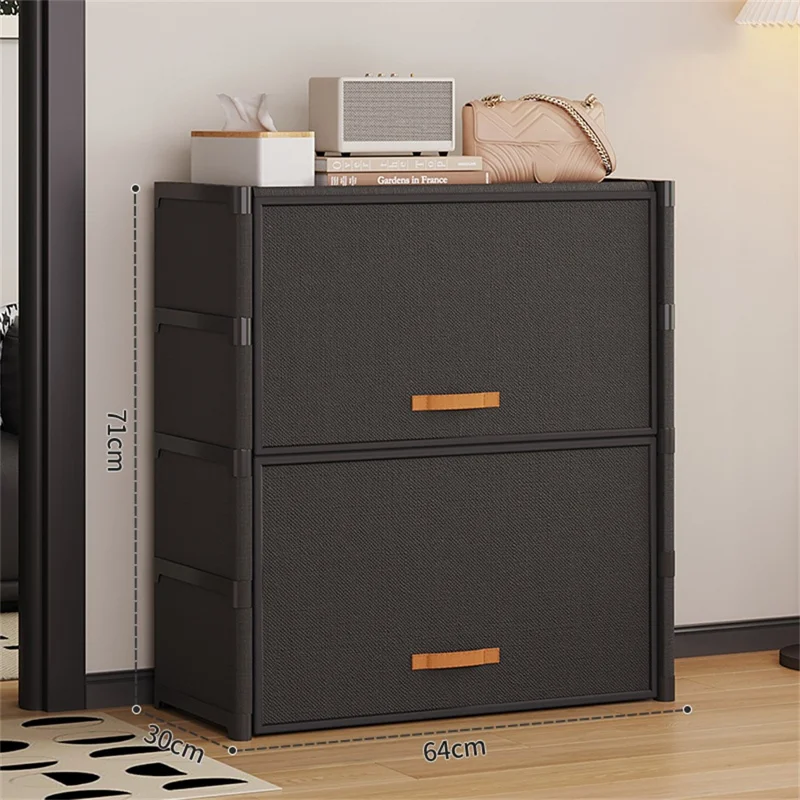 5-уровневая стойка для обуви 64 см, стеллаж для хранения с возможностью стекирования, с откидной крышкой, магнитным замком, пылезащитная обувная тумба - черная