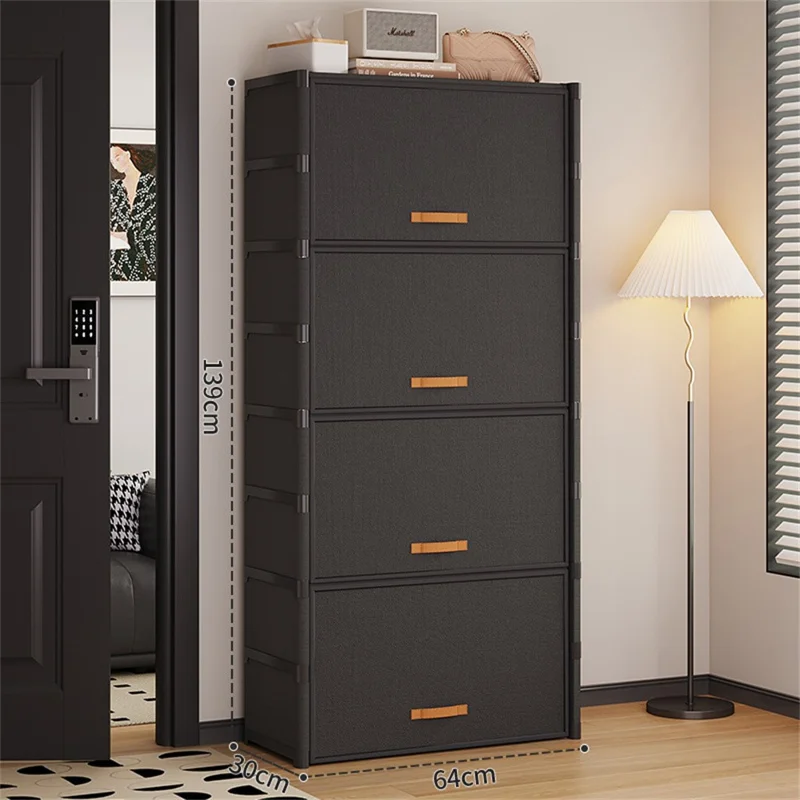 9-ярусная стеллажная система для обуви 64 см, стоповая система хранения с откидной крышкой, магнитным замком, пылезащитный шкаф для обуви — черный