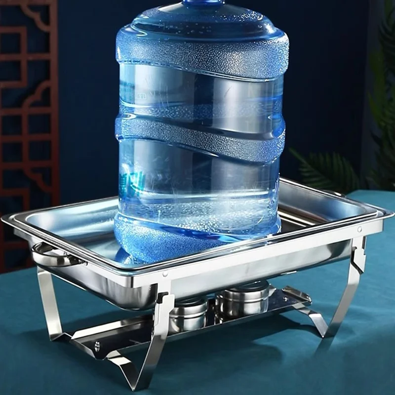 Stainless Steel Catering Chafer Chafing Dish with 2 Pan and Lid Alcohol Heated Food Server Warmer - Silver