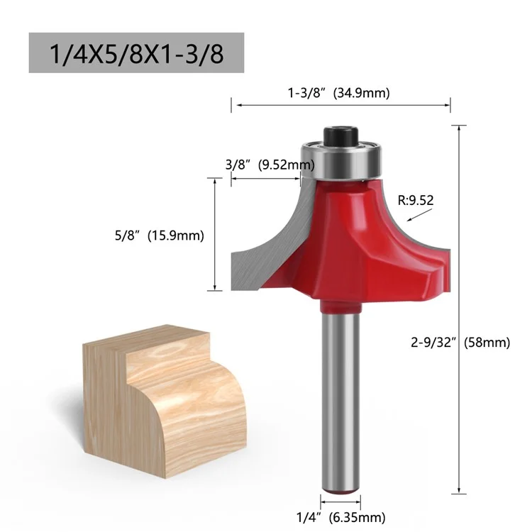 MC01035S35 1 / 4-дюймовый Хвостовик 1-3 / 8 -дюймовая Ширина Круглая Фрезерная Резака.