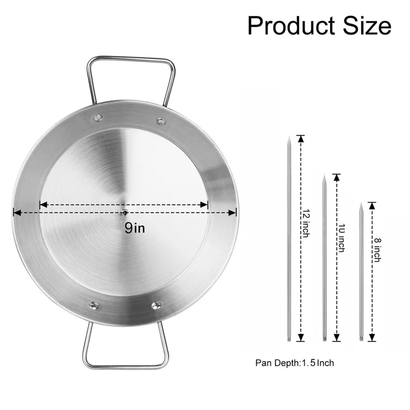 Al Pastor Skewer Set 9 x 1.5 inch Stainless Steel Vertical BBQ Grilling Pan for Grill with 3 Removable Skewer - Silver