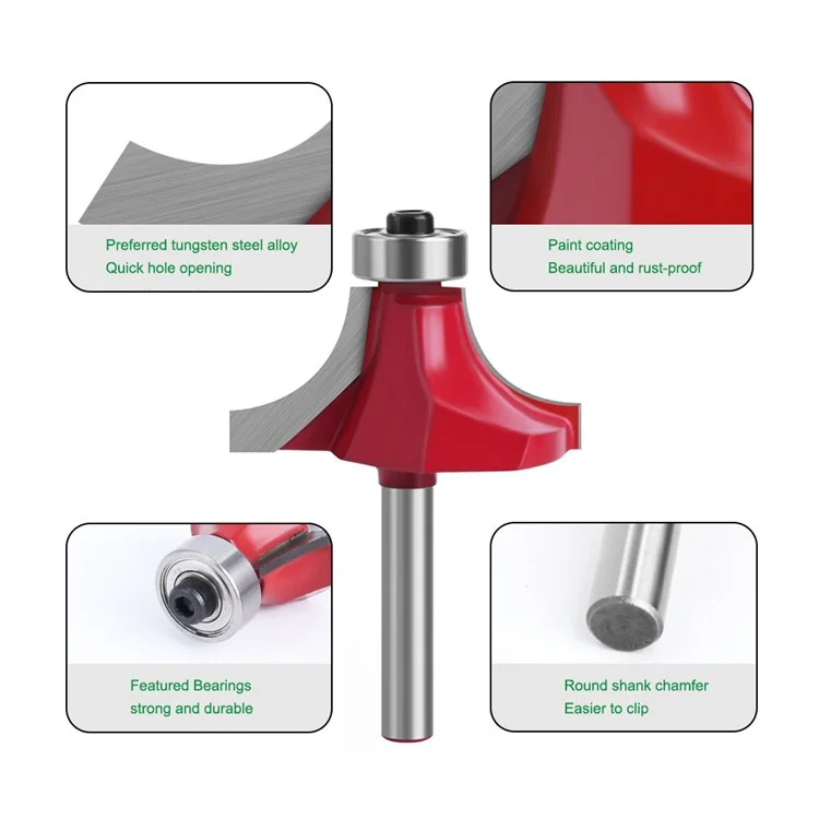 MC01035S38 Utensile da taglio per falegnameria, Fresa tonda da 1-1 / 2" con punta da 1 / 4 Inch Shank Milling Cutter Router Bit