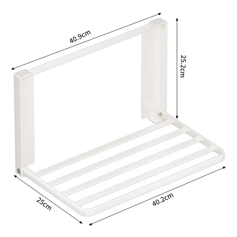 Magnetischer Klappregal aus Kohlenstoffstahl, platzsparend, ohne Bohren, Seitenablage für Waschmaschine - Weiß