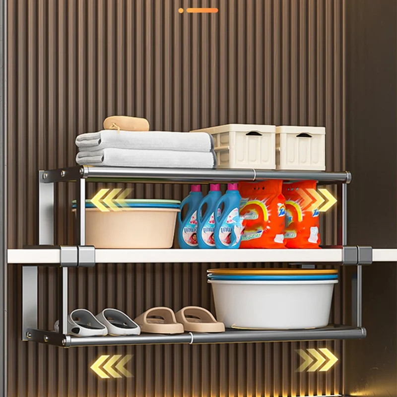 Estante Pequeño de Baño Extensible 50-90 cm, Organizador Bajo Armario de Acero al Carbono, Estante Telescópico - Negro