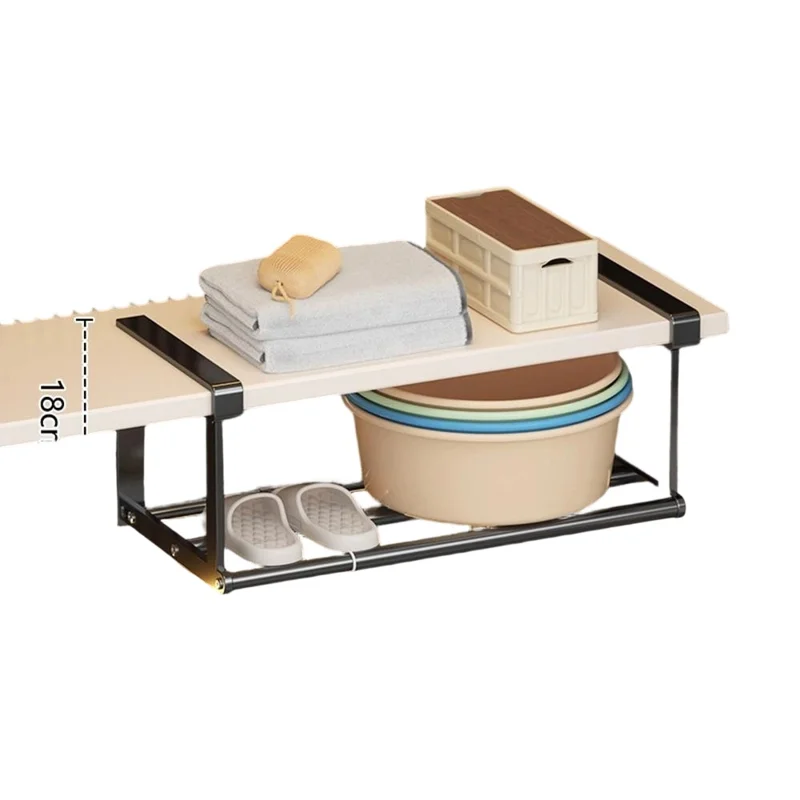 Estante de almacenamiento extensible grande de 30-50 cm, organizador bajo armario de acero al carbono, estante telescópico - Negro