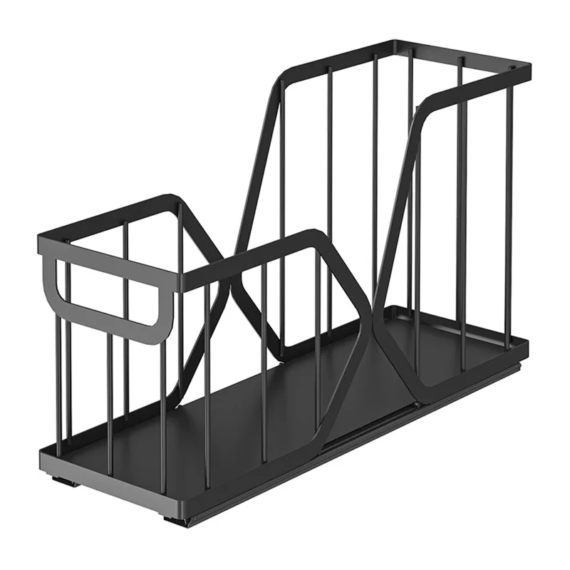 Kitchen Pull Out Drawer Organizer X-Type Slide Storage Basket, Size L - Black