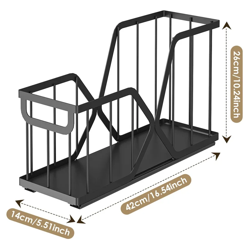 Kitchen Pull Out Drawer Organizer X-Type Slide Storage Basket, Size L - Black