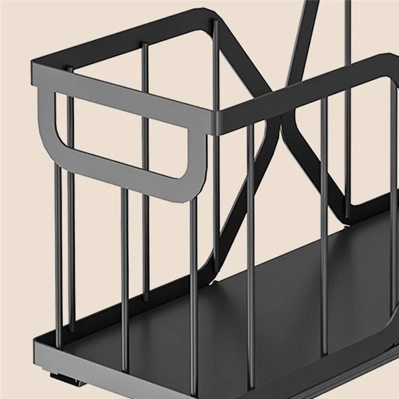 Kitchen Pull Out Drawer Basket X-Type Large Storage Organizer, Size L - Black