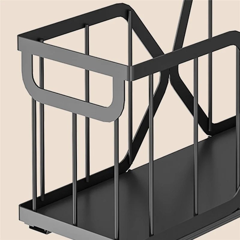 2Pcs Kitchen Drawer Pull-Out Storage Basket X Frame Narrow Space Organizer, Size S + Size L - Black