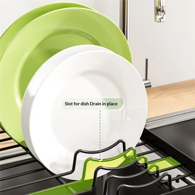 Expandable Over Sink Dish Drying Rack Kitchen Drainer Shelf, Dual-Way Retractable - Black