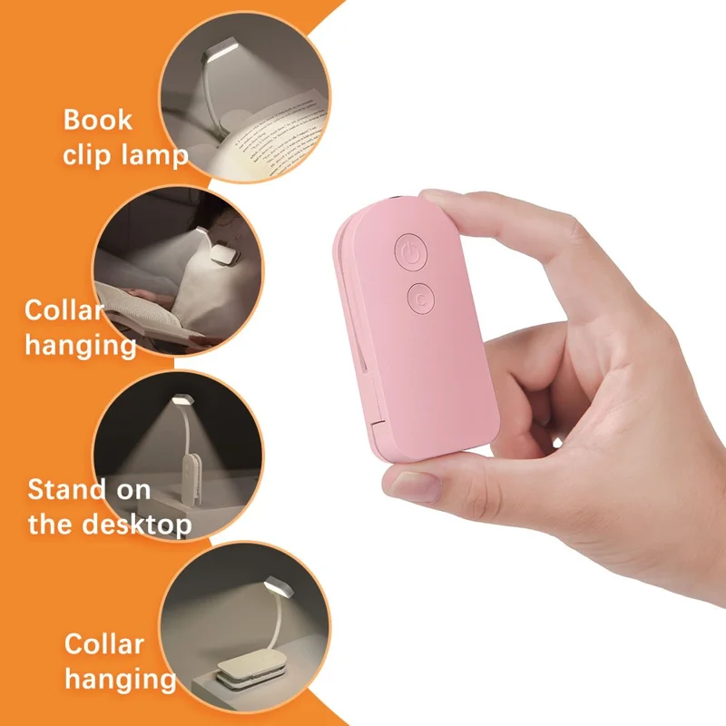 F26 3 Color Temperatures Clip-on Reading Light Mini LED Desk Lamp for Students Study - Pink