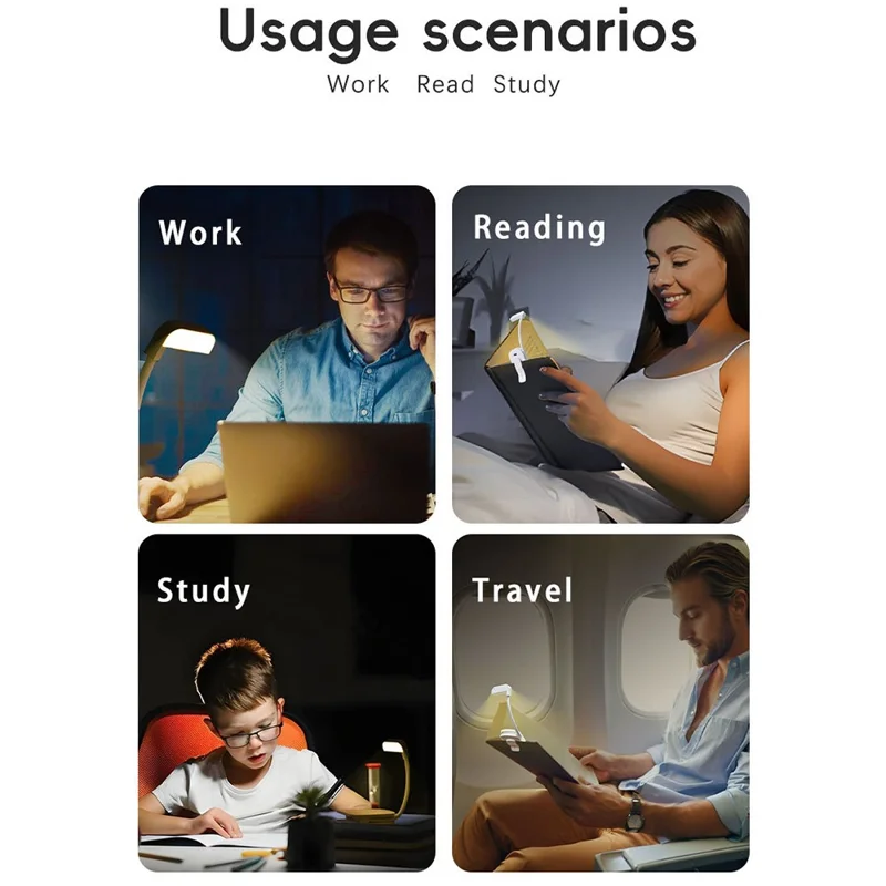 F26 3 Color Temperatures Clip-on Reading Light Mini LED Desk Lamp for Students Study - Pink