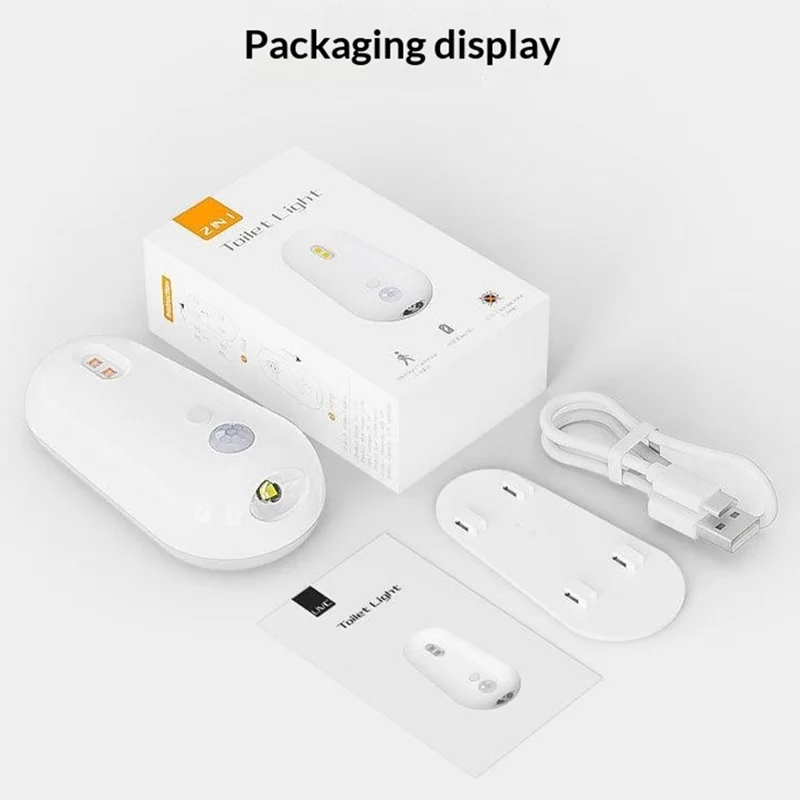 F21 RGB Toilet Sensor Light with UV Sterilization Rechargeable Motion Sensor Toilet Night Light - White