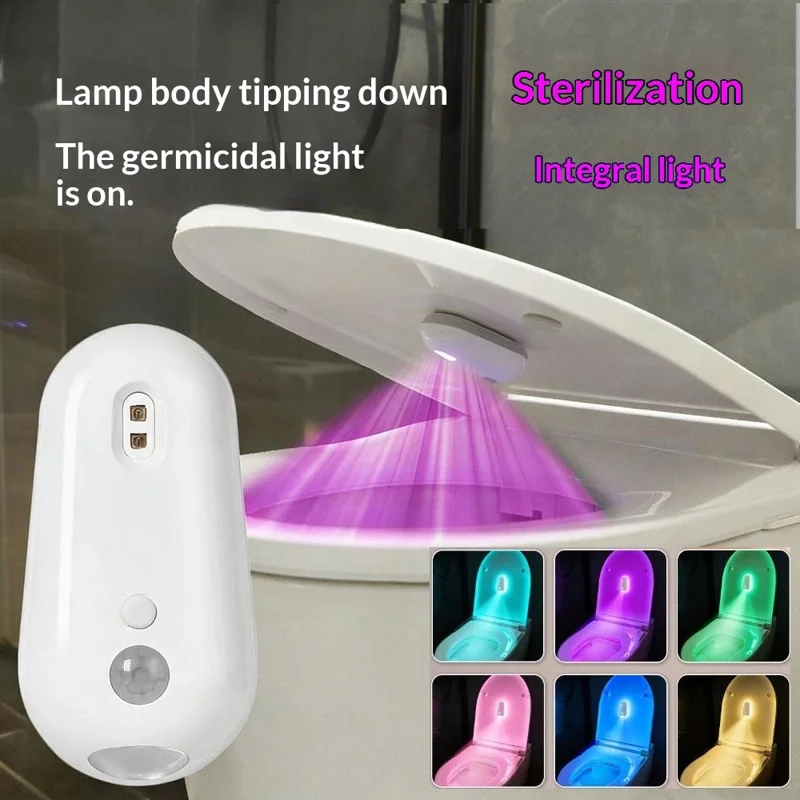 F21 RGB Toilet Sensor Light with UV Sterilization Rechargeable Motion Sensor Toilet Night Light - White