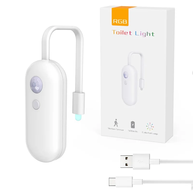 F27 قطعة 1 لمبة إضاءة استشعار المرحاض RGB، ضوء ليلي بشاشة استشعار للجو العام في الحمام - أبيض