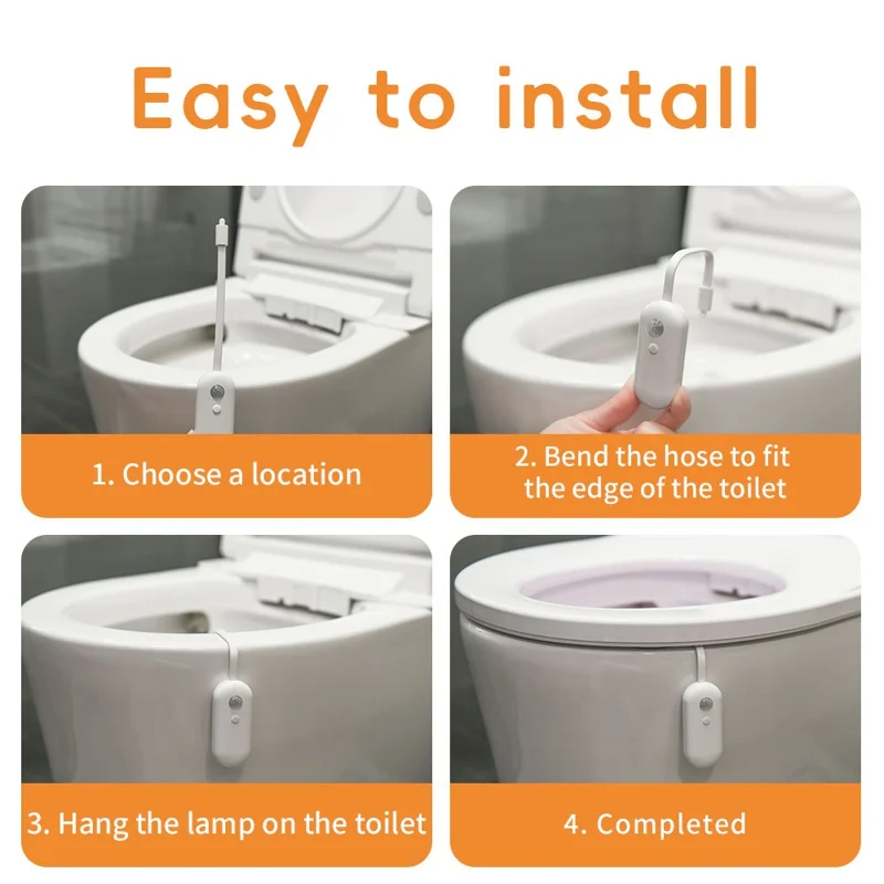 F27 قطعة 1 لمبة إضاءة استشعار المرحاض RGB، ضوء ليلي بشاشة استشعار للجو العام في الحمام - أبيض