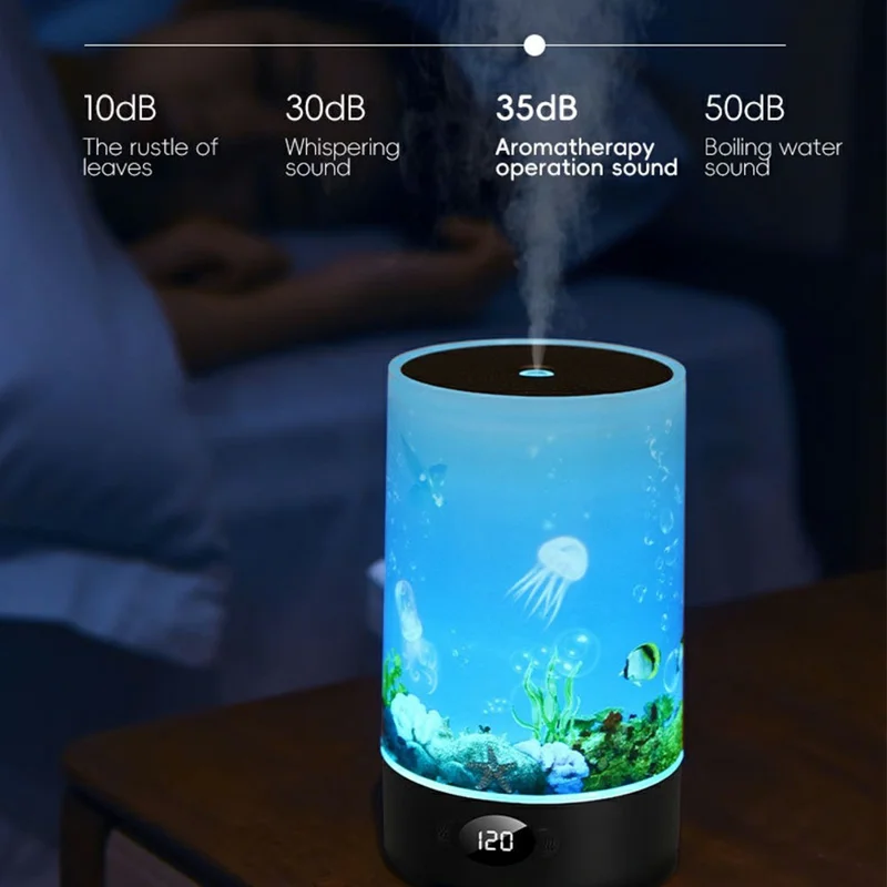 F36 200ml Aroma Diffuser Humidifier RGB Lighting Essential Oil Ultrasonic Mist Maker with Timer - Ocean