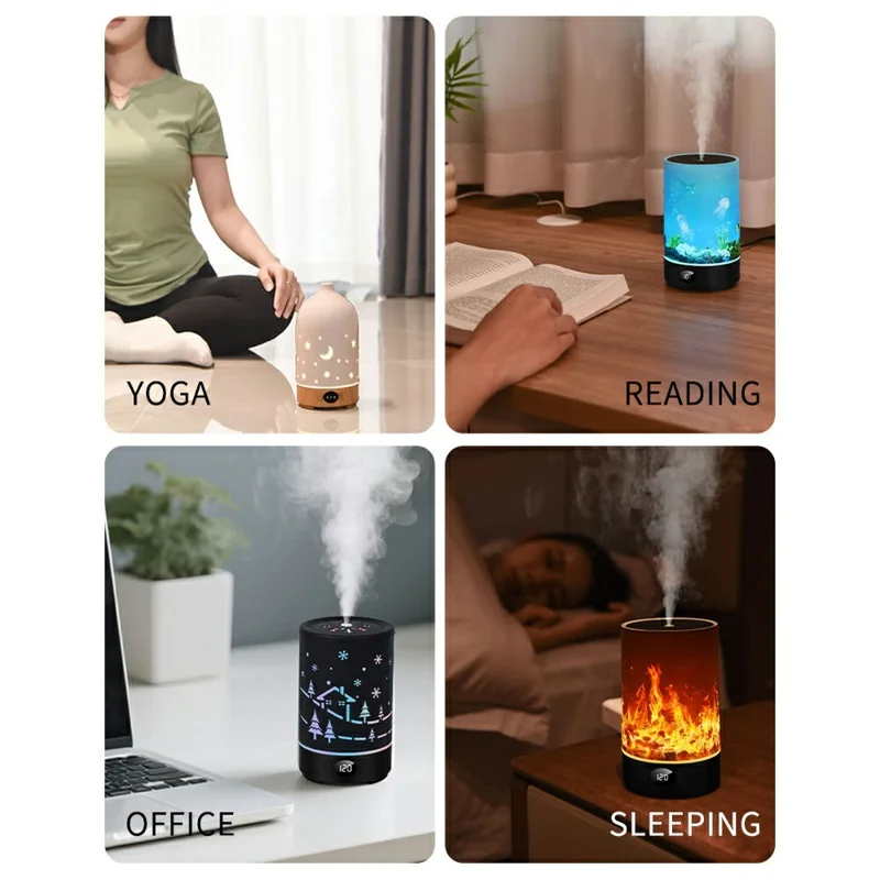 F36 200ml Aroma Diffuser Humidifier RGB Lighting Essential Oil Ultrasonic Mist Maker with Timer - Ocean