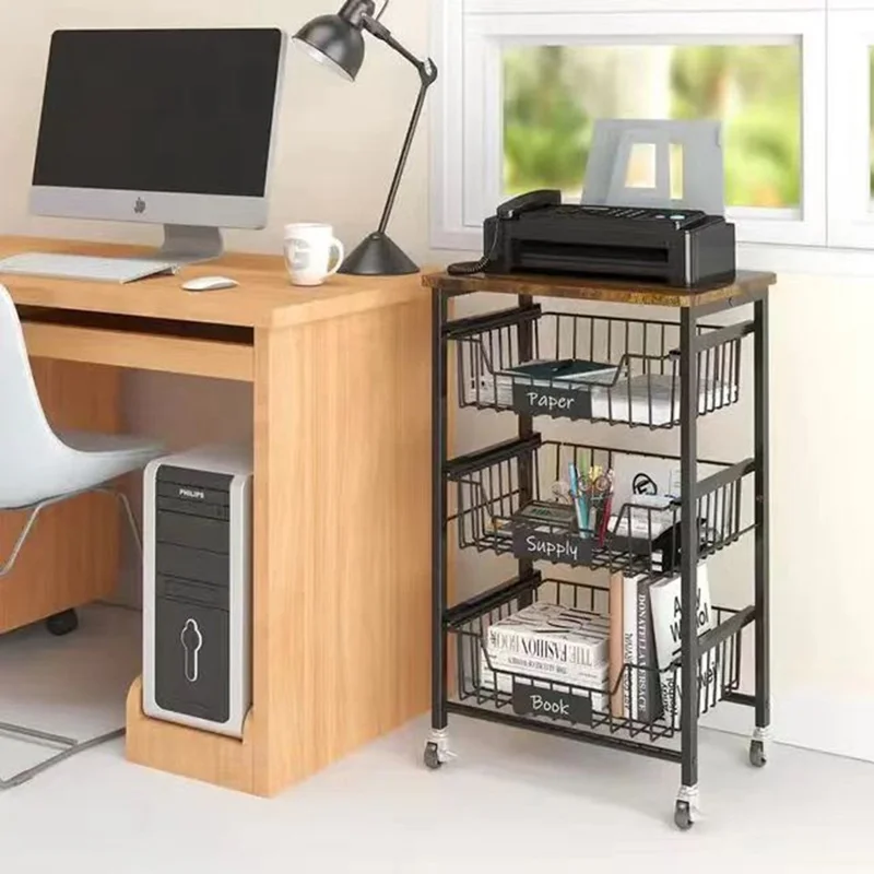 3-уровневая катящаяся кухонная тележка с ящиками, деревянной крышкой, органайзер для хранения, стеллаж для кладовой для дома - черная