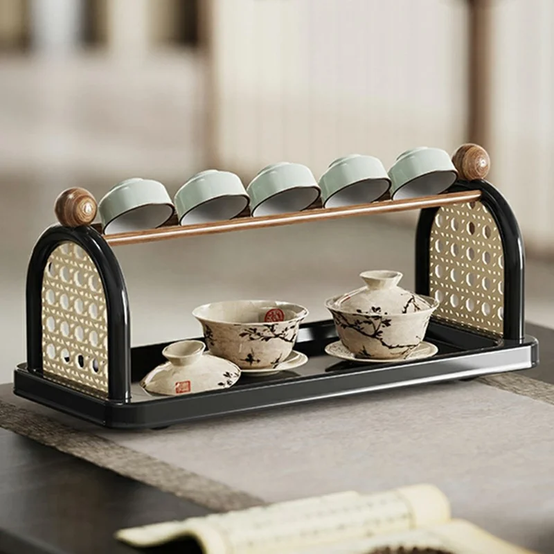 Suporte para Copos Organizador de Secretária Prateleira de Armazenamento para Copos de Água para Cozinha Casa de Banho Canecas Copos - Branco