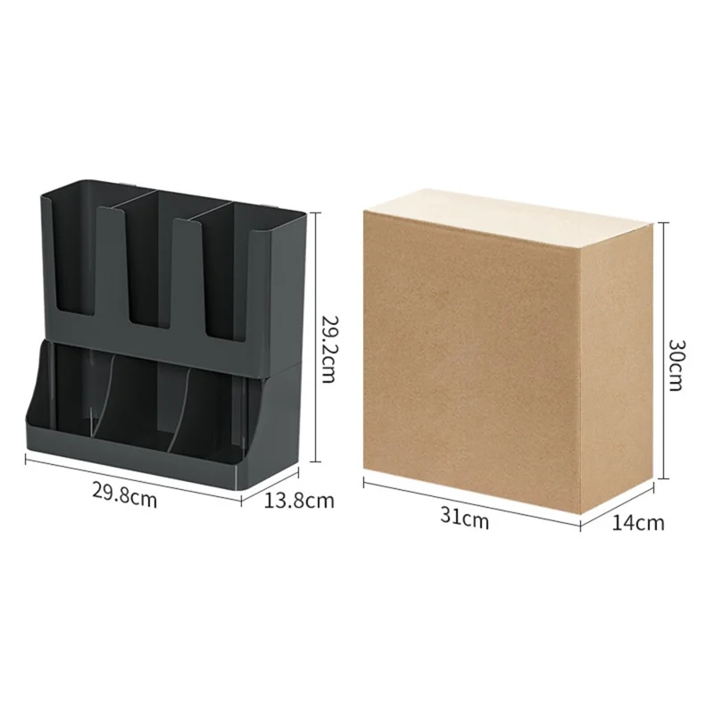 Wall Mount Disposable Cup Dispenser Organizer Storage Rack Coffee Cup Holder with Straw Storage for Coffee Bar Kitchen - Black