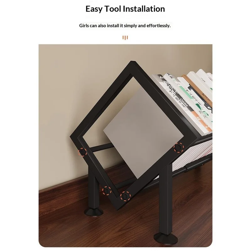 Desktop Adjustable Bookshelf Metal Expandable Book Rack for Office Study Room Organization - Black