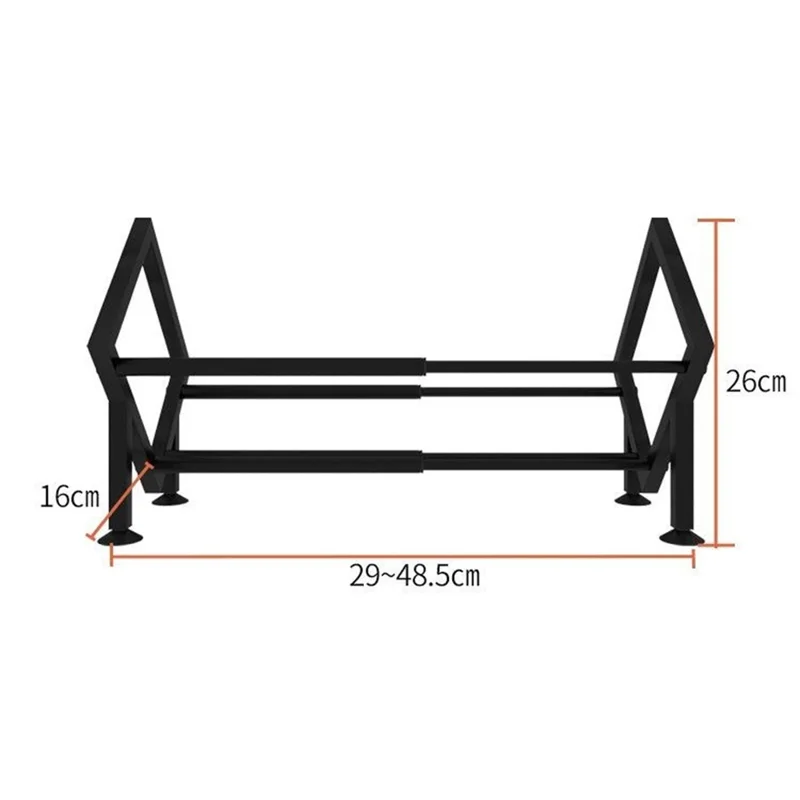 Desktop Adjustable Bookshelf Metal Expandable Book Rack for Office Study Room Organization - Black