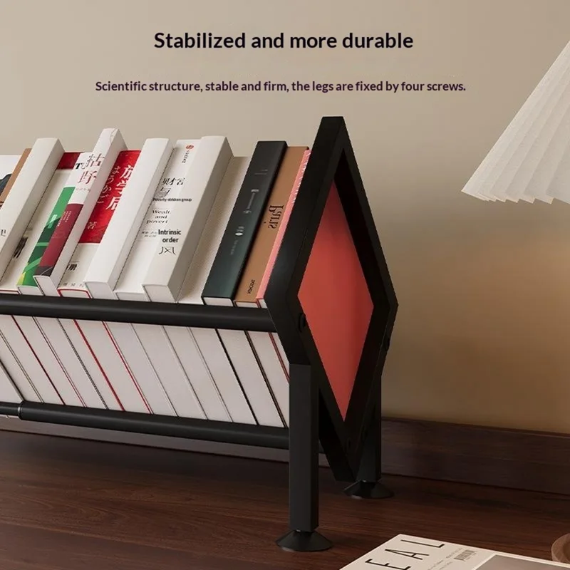 Desktop Adjustable Bookshelf Metal Expandable Book Rack for Office Study Room Organization - Black