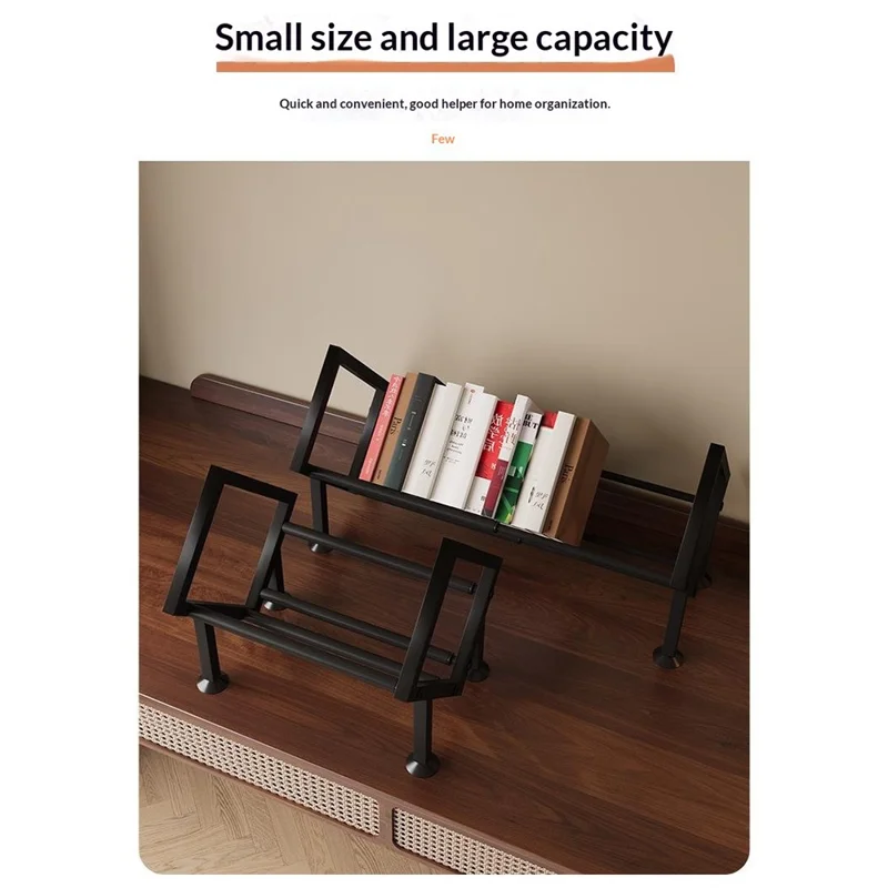 Desktop Adjustable Bookshelf Metal Expandable Book Rack for Office Study Room Organization - Black