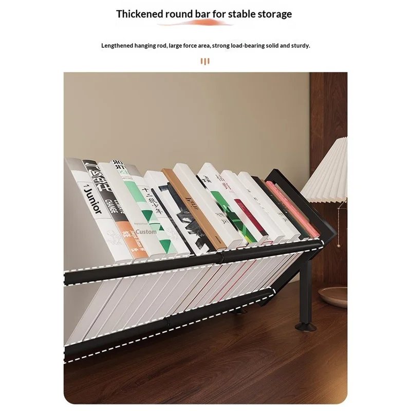 Desktop Adjustable Bookshelf Metal Expandable Book Rack for Office Study Room Organization - Black
