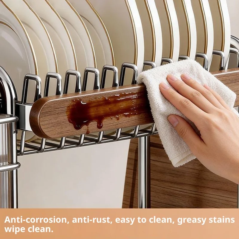 3-Tier  Stainless Steel Dish Drying Rack Dish Drainer Bowl Kitchen Organizer