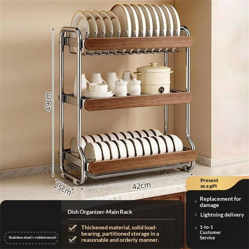 3-Tier  Stainless Steel Dish Drying Rack Dish Drainer Bowl Kitchen Organizer