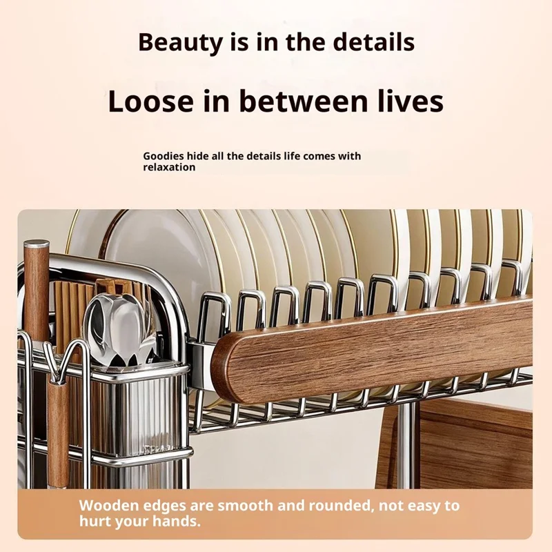 3-Tier Stainless Steel Dish Drying Rack Dish Drainer Bowl Kitchen Organizer with Chopstick Cutlery Holder Cutting Board Rack