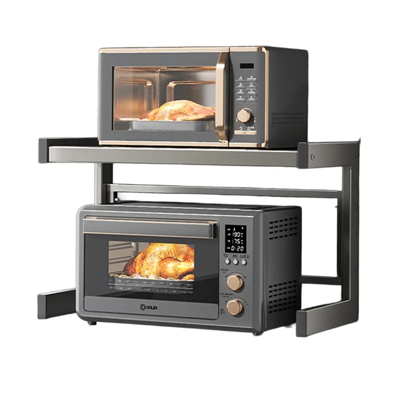 60X32X44cm 2-Tier Kitchen Microwave Oven Rack Stand Carbon Steel Countertop Storage Shelf