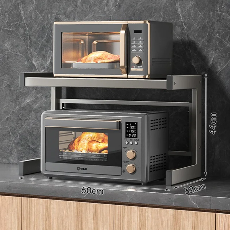 60X32X44cm 2-Tier Kitchen Microwave Oven Rack Stand Carbon Steel Countertop Storage Shelf