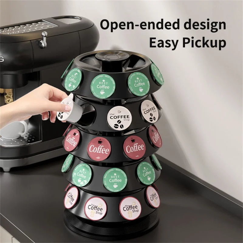 Présentoir de rangement pour capsules de café tournant à 360 degrés, support pour 40 capsules K-Cup, organisateur pour comptoir de cuisine - Noir