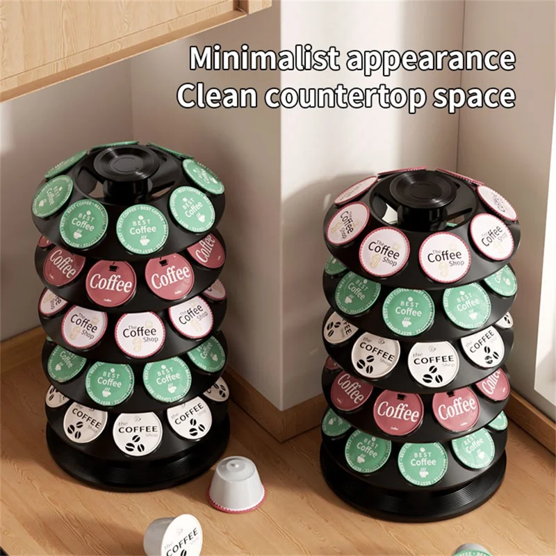 40 pièces tour tournante pour capsules de café Dolce Gusto, support pivotant à 360 degrés, organisateur 5 niveaux - Noir