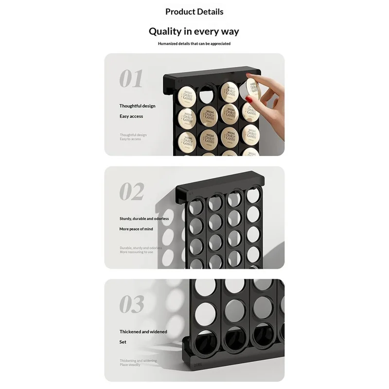 Support Murale pour Capsules de Café K-Cup, Rangement Mural de 20 Trous, Fixation Magnétique sans Perçage, Noir