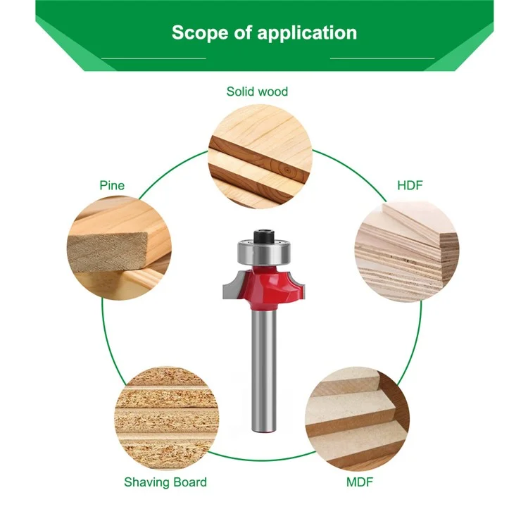 MC01035T9A 1 / 4 x 3 / 4 Inch Wood Trimming Milling Cutter Necking Tool Round Over Bit with Plastic Box