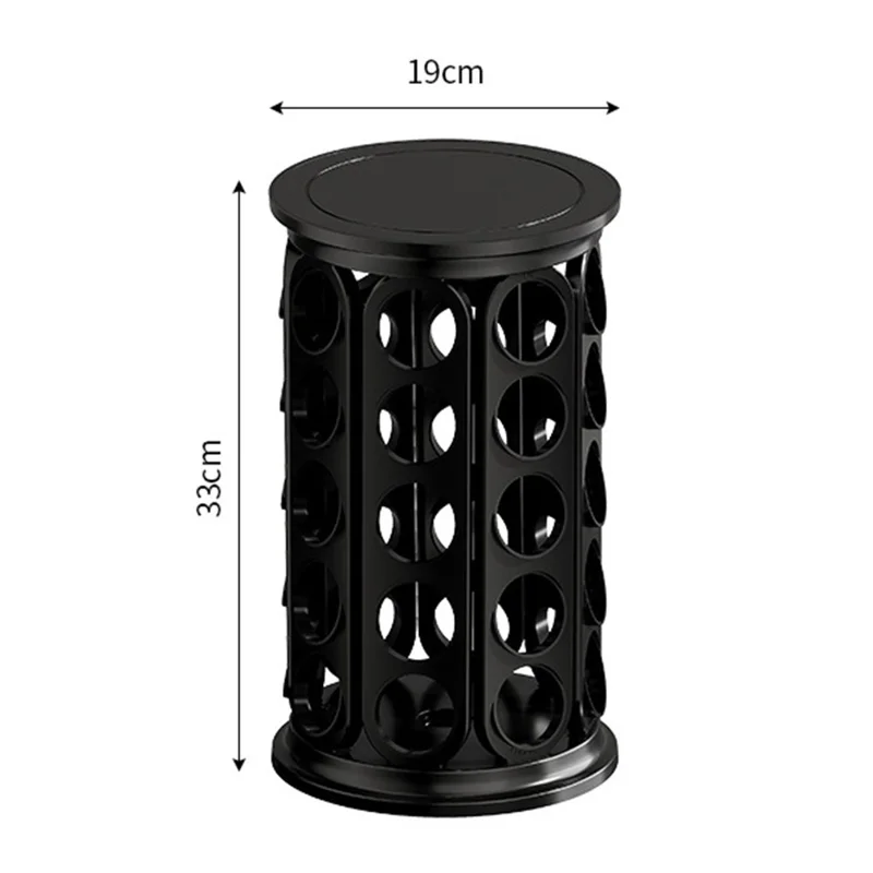 Support pour capsules de café K-Cup, rangement pour 40 capsules, support rond rotatif à 360 degrés, organisateur - Noir